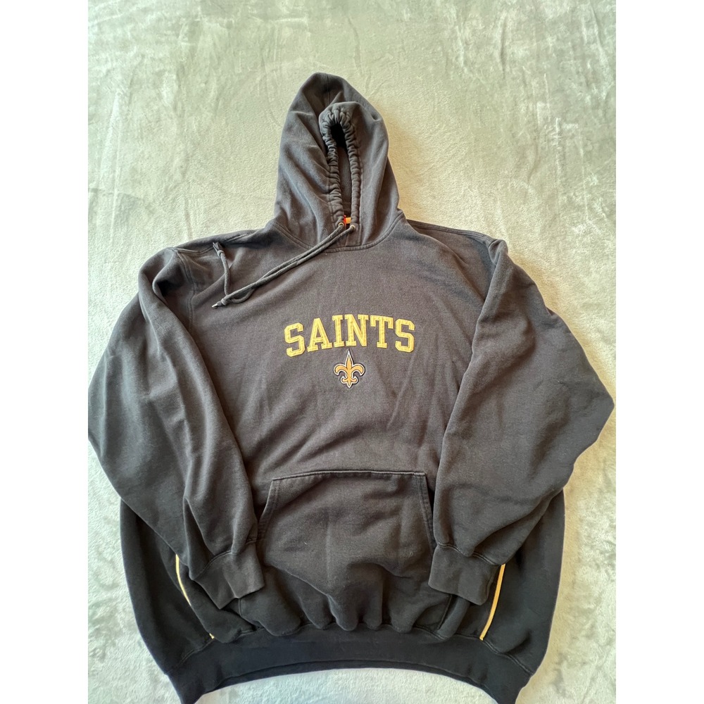 NFL New Orleans Saints Hoodie Mens XL Black Embroidered Logo Pullover
